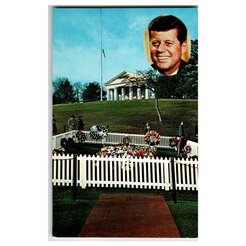 JFK Grave Arlington National Cemetery Virginia Postcard Eternal Flame Custis Lee